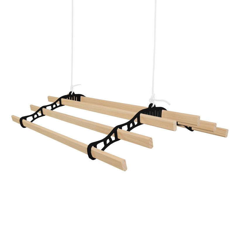 Cast Iron Retractable Clothesline, Black, 14cm H x 90cm W x 56cm D