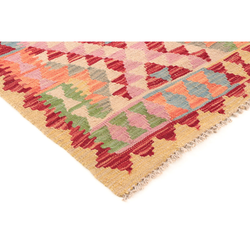 Rectangle 60 cm x 90 cm Geometric Wool Hand Woven Kilim