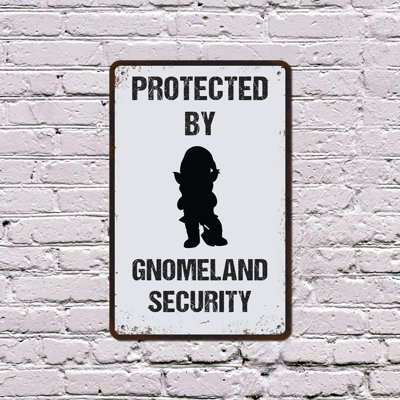 Funny Gnomeland Security 11 Inch x 17 Inch Plastic Sign