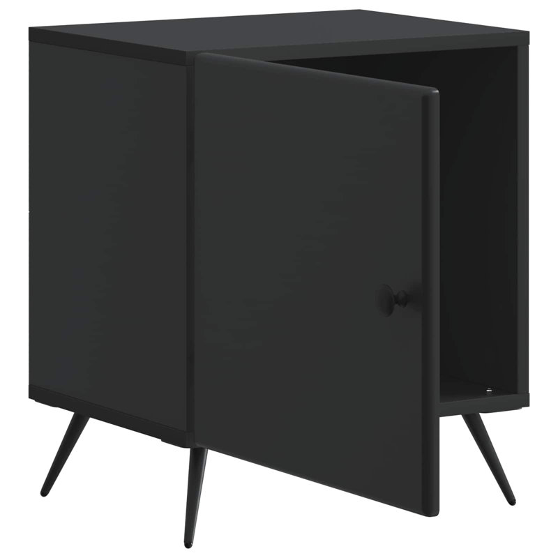 43cm W Manufactured Wood Bedside Table, Black