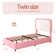 Bed Frame, Upholstered Platform Bed with Curved Headboard, Classic Color-Block Design, Soft Rounded Corners, No Box Spring Required, Easy Assembly