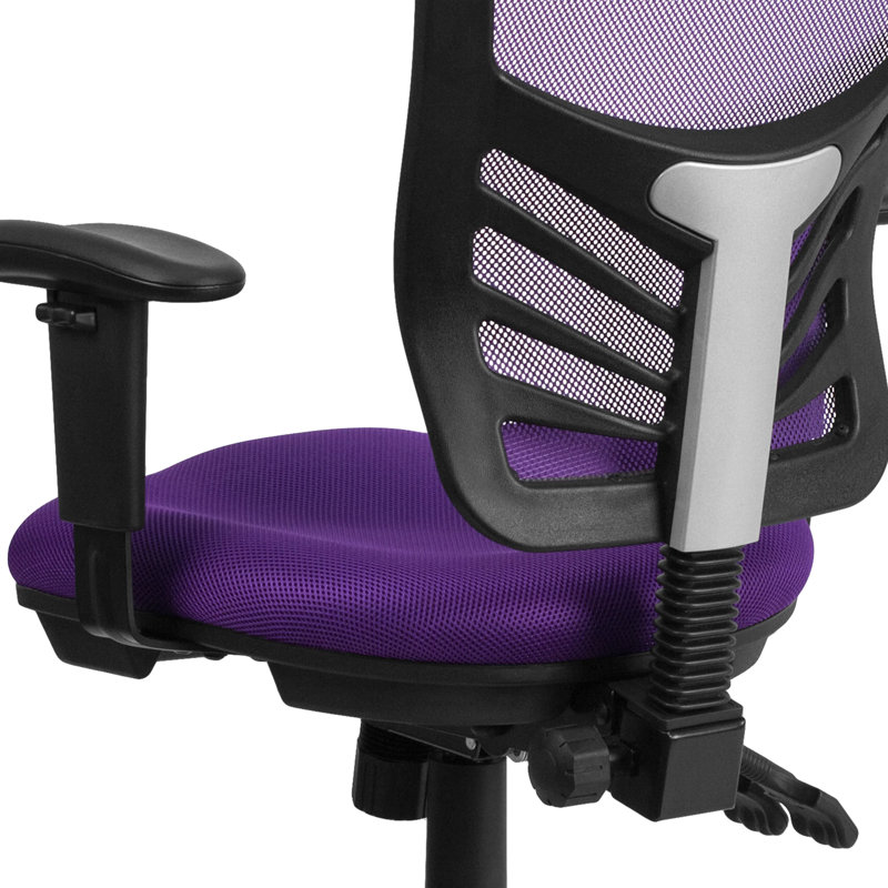Siyer Mid-Back Mesh Ergonomic Office Chair with Adjustable Arms, Purple, Black