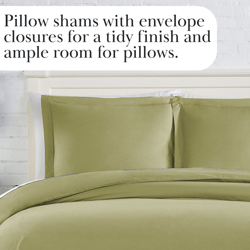Southshore Fine Linens Southshore Basics Duvet Cover Set in Sage Green, Double-Brushed Microfiber Bedding with Hidden Zipper Closure and Corner Ties, 2 King Pillow Shams, King/California King