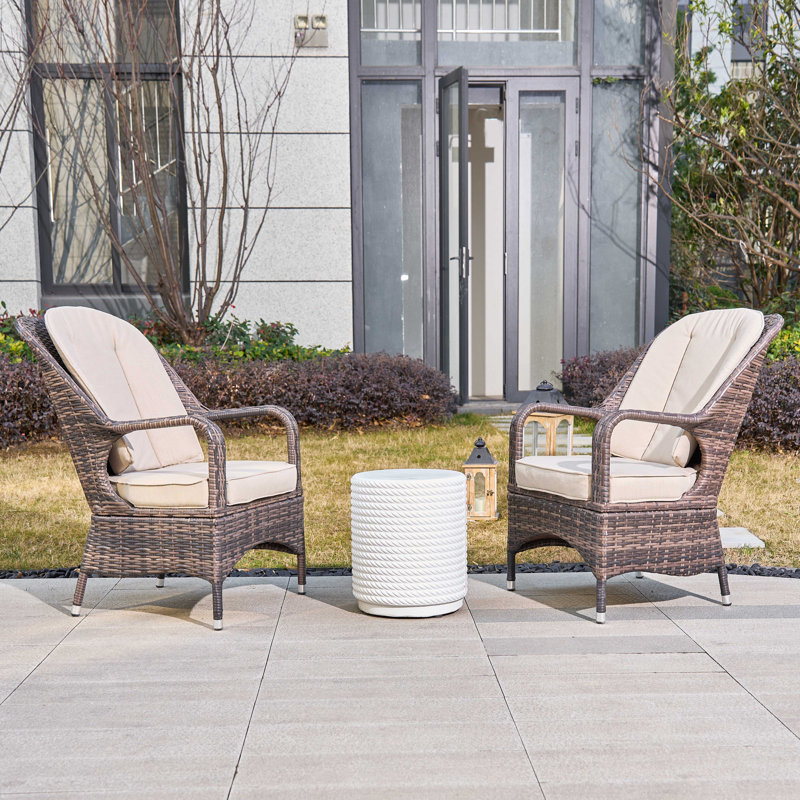 3-piece Patio Rattan Bistro Set With Coffee Table, Brown