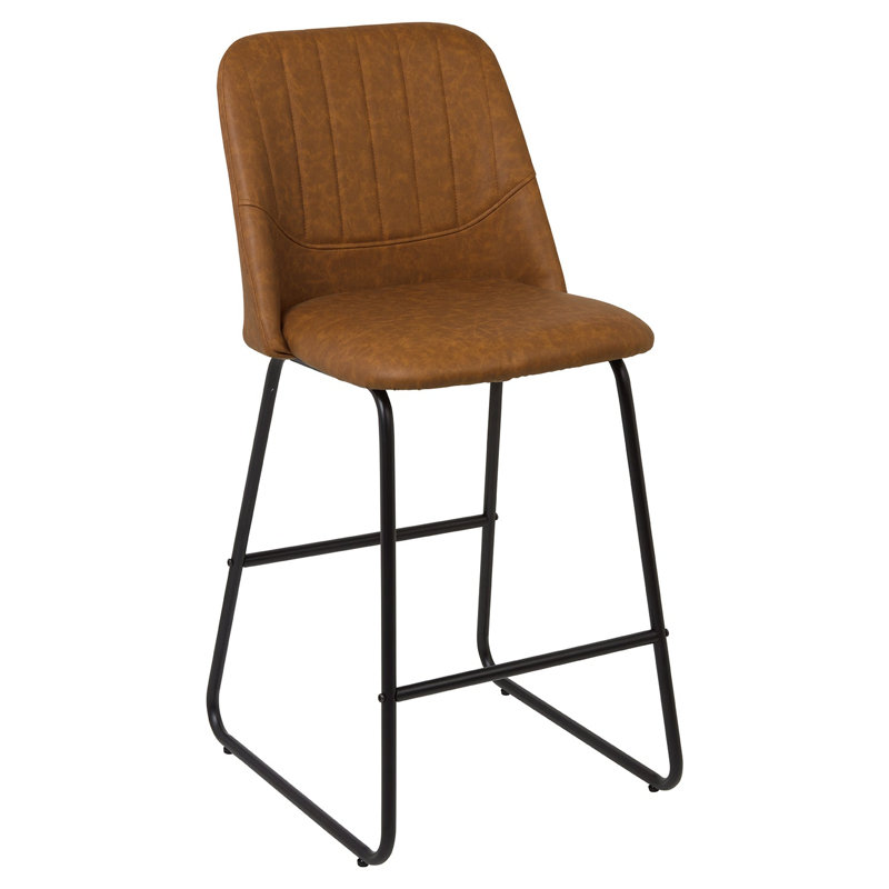 Alodie Upholstered Counter Stool with Metal Frame, Tan