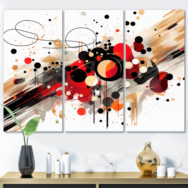 Ensemble de décorations murales abstraites rouges et noires Symphony I, H 32 po x l 48 po x P 1 po