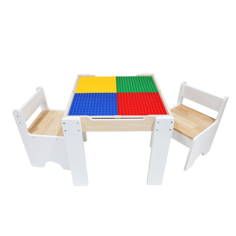 White and Natural Wooden Kids Activity Table with Reversible Top