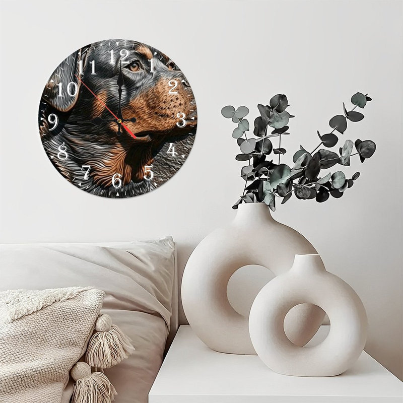 Horloge murale en bois 10 po, mouvement silencieux, à piles (piles AA non incluses), décor artistique, parfait pour les décorations