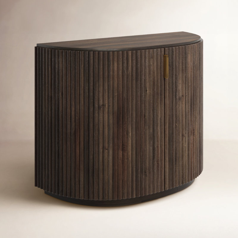 Terra Solid Wood 2 - Door Half Circle Accent Cabinet, Dark Brown