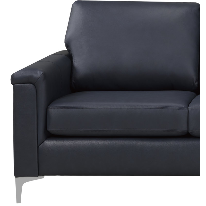 Canapé et causeuse en cuir de qualité supérieure Karlysia, Cuir assorti bleu marine