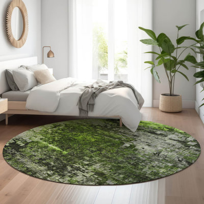 Premium Machine Washable Cerrito AMF581 Green Rug