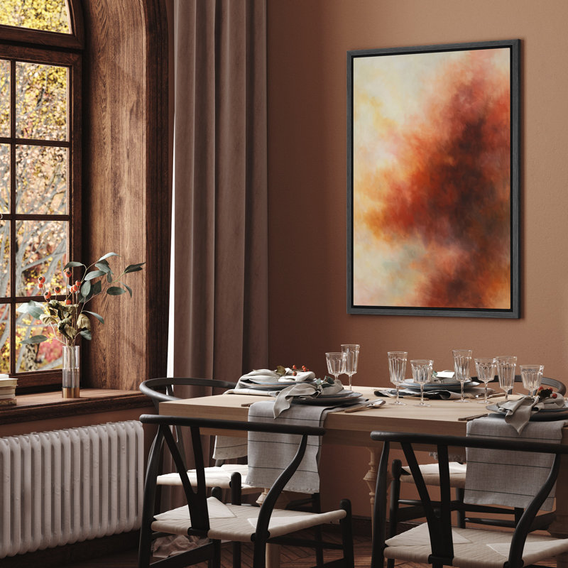 Impression sur toile encadrée rouge orange abstraite pour la décoration du salon, Noir, H 24 po x l 16 po, Cadre flottant