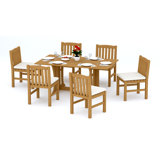 9 Pcs Grade-A Teak Wood Dining Set: Warwick Console Folding Rectangle Table And 8 Devon Armless Chairs #11DV1500