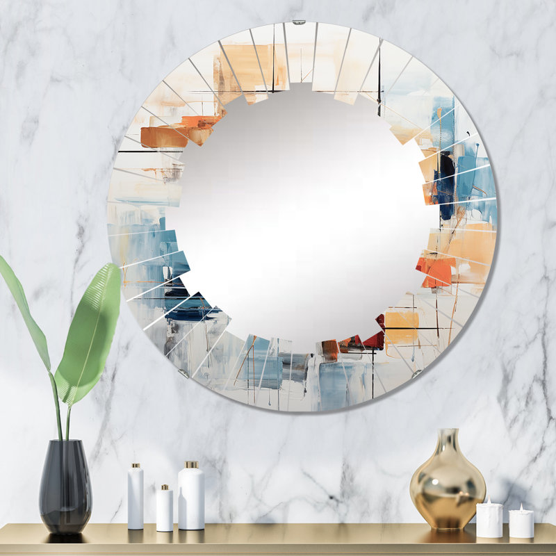Naxos - Miroir mural Mid-Century rond, 32 po x 32 po