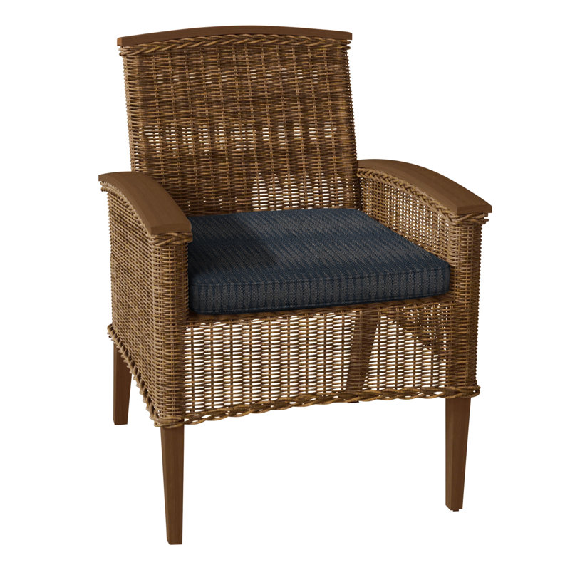 Astoria Patio Dining Armchair with Cushions, Raffia/Oak, Welt, Natural White