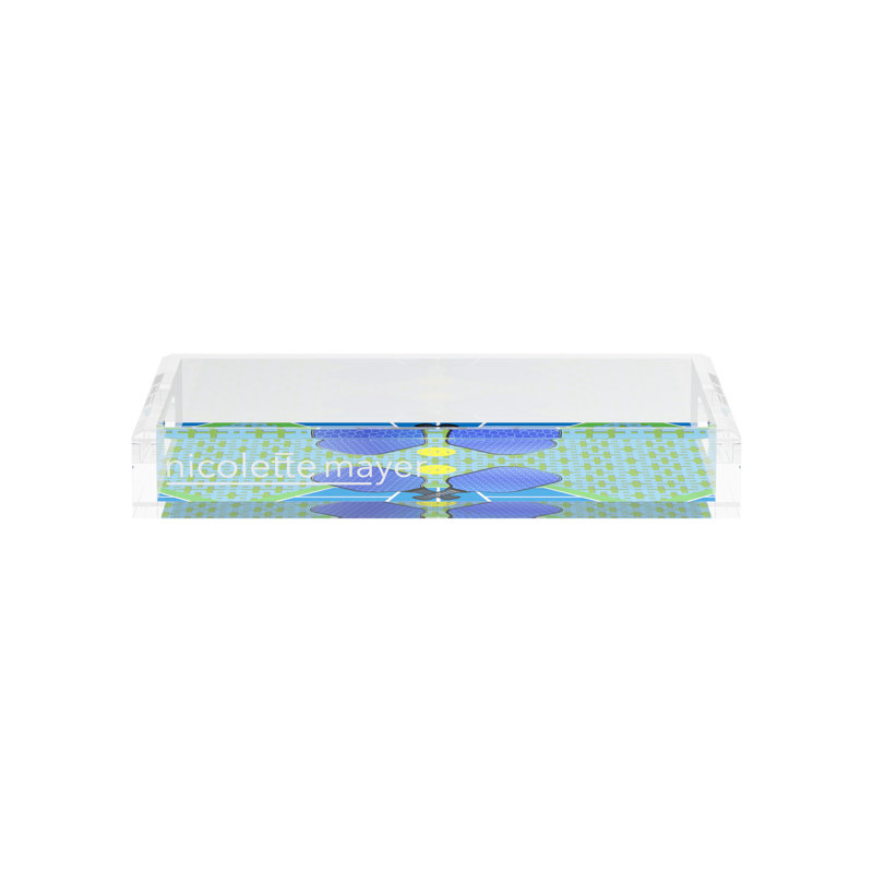 Plateau rectangulaire Pickelball Anyone, 2" H x 12.5" W x 7.75" D, Blue/Green