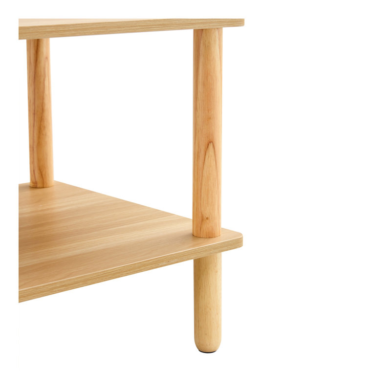 Table basse moderne à 2 niveaux pour meubles de salon, table centrale rectangulaire avec tablette de rangement ouverte, pieds arrondis en bois d'hévéa, stable et durable, assemblage facile