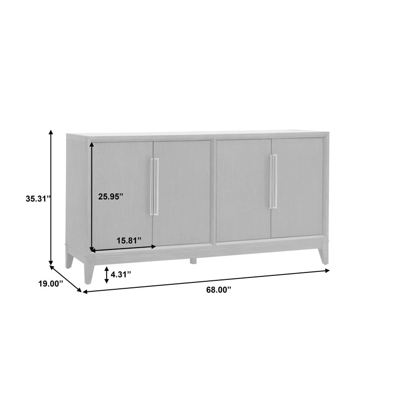 Molasses Ash Wood Stone-Top 4-Door Buffet