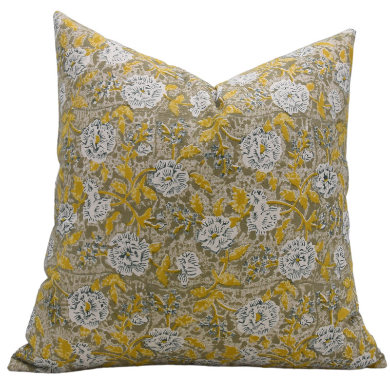 Coussin décoratif bohémien couvre des coussins décoratifs en lin faits à la main 24 po x 24 po Rameshwaram, H 24 po x l 24 po
