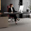 Bureau rectangulaire en bois manufacturé noir + bois transparent + acrylique avec 2 tiroirs-364277581