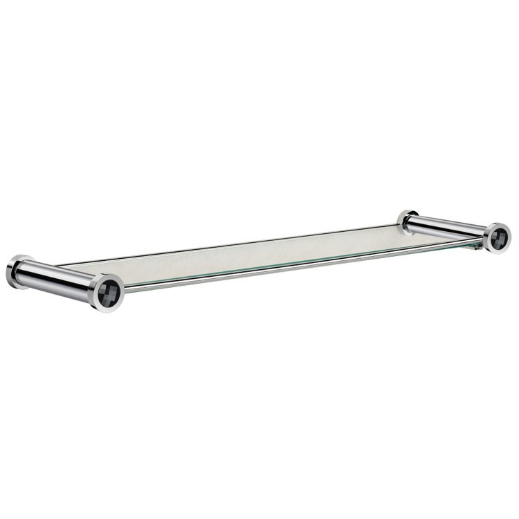 Moonlight Glass Accent Shelf, 1.5" H x 24.8" W x 5.1" D, Chrome