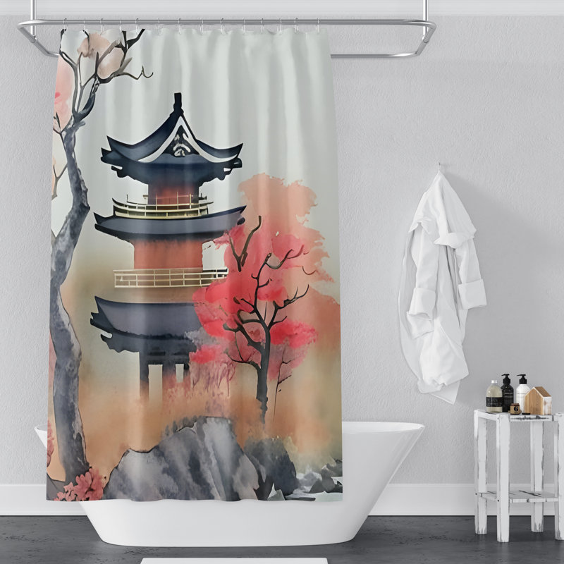 Rideau de douche à motif abstrait Elizabethville, H 72 po x l 70 po