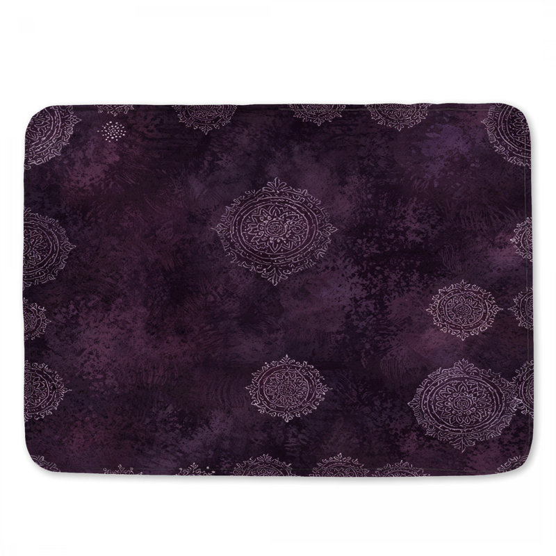 Purple Ornamental Motif Bath Mat, L 34 po x L 21 po