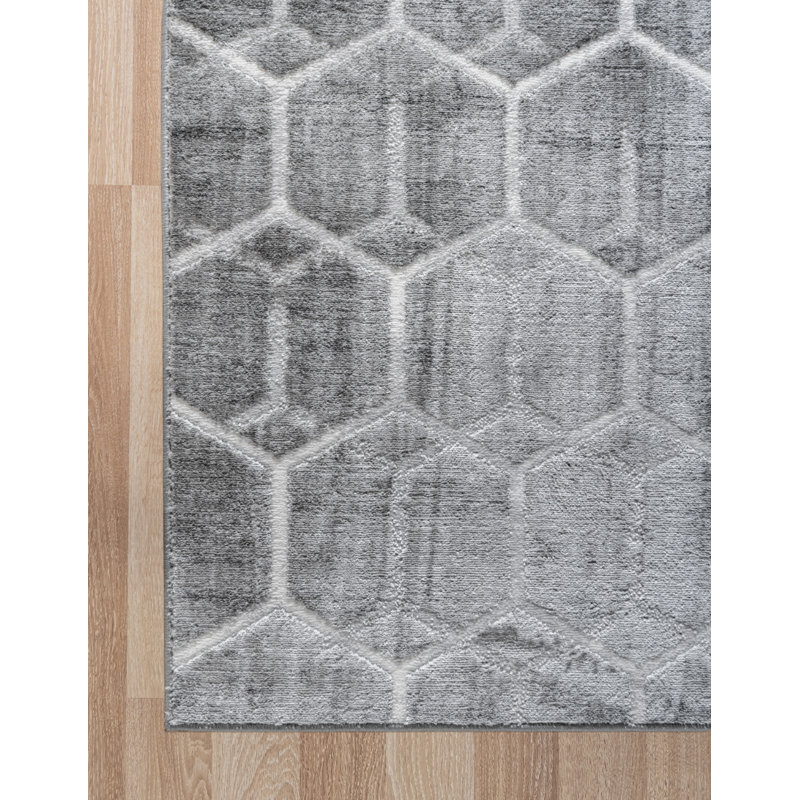 Tapis gris / ivoire Jabrayah, Tapis de couloir 2 pi x 6 pi 1 po