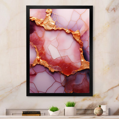 Pink And Gold Marble Essence V - Marble Wall Decor