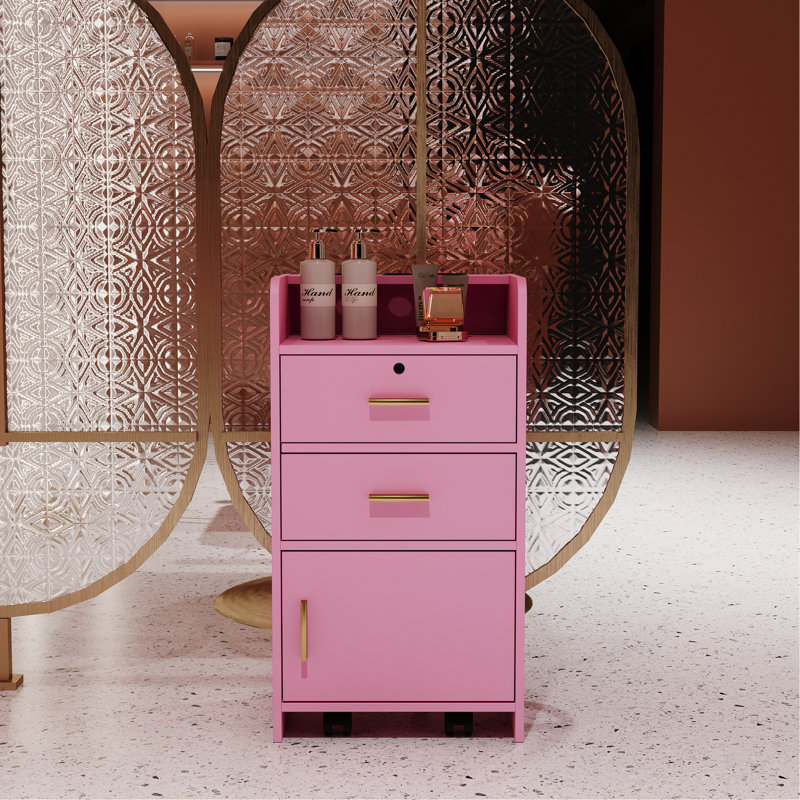 Armoire de salon tendance pour articles - 2 tiroirs et 1 cosmétique rose moderne et option