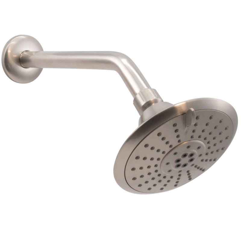 5" Round Thin 5-Function Adjustable Spray Shower Head with 10" Wall Mount Arm, Satin Nickel