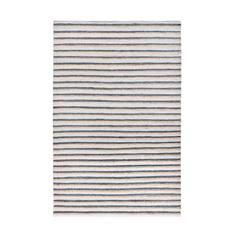 Del Mar Striped Area Rug, Ivory/Aqua