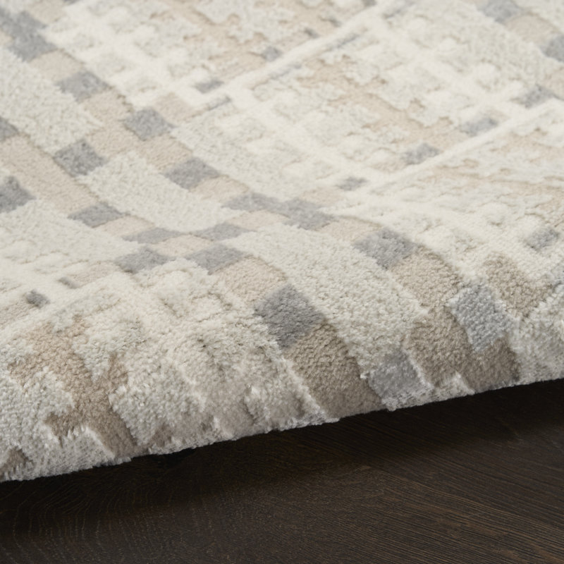 Ebern Designs Reimann Ivory Multicolor Modern Indoor Rug, Rectangle 4' x 6'