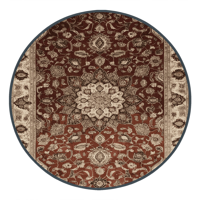 Tapis brun lavable à la machine, Rond 3 pi