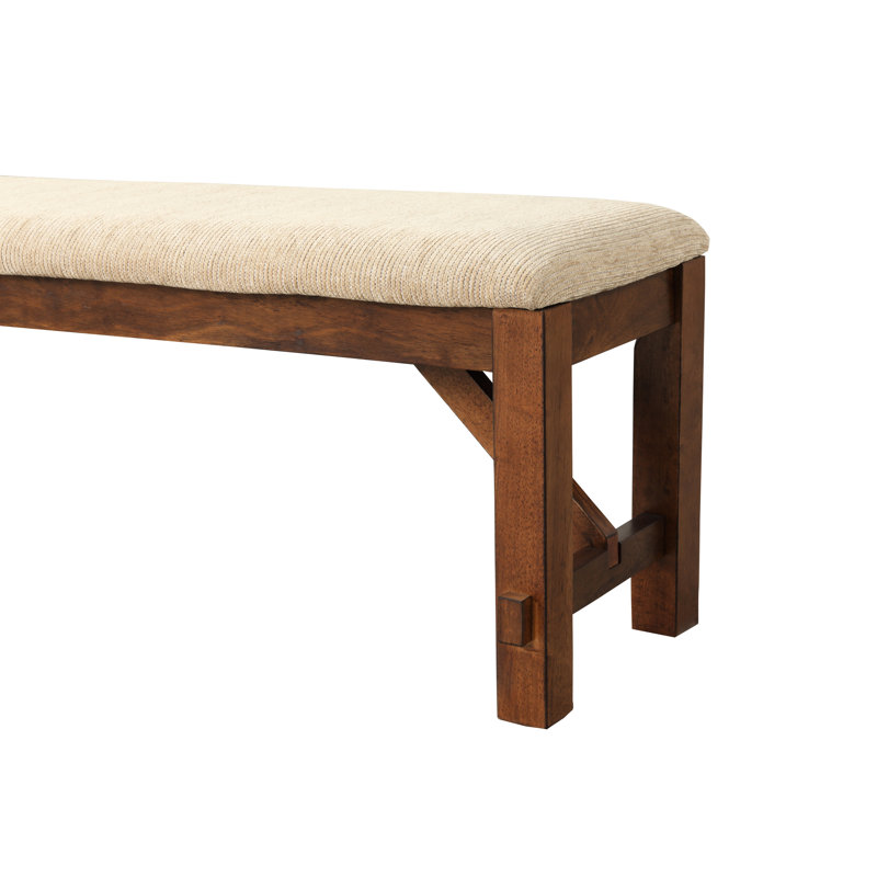 Dark Hazelnut Solid Wood Dining Bench, Thick & Stable Legs, 100% Tan Upholstered Seat, 60 In. L X 16 W 20.25 H Bench With Tan, And Strong 60"L 16"W 20.25"H
