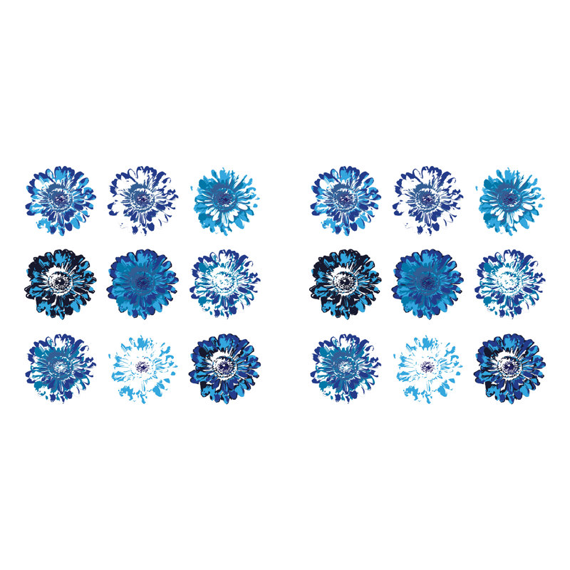 Housse de coussin d’extérieur carrée florale, Bleu, 16 po x 16 po