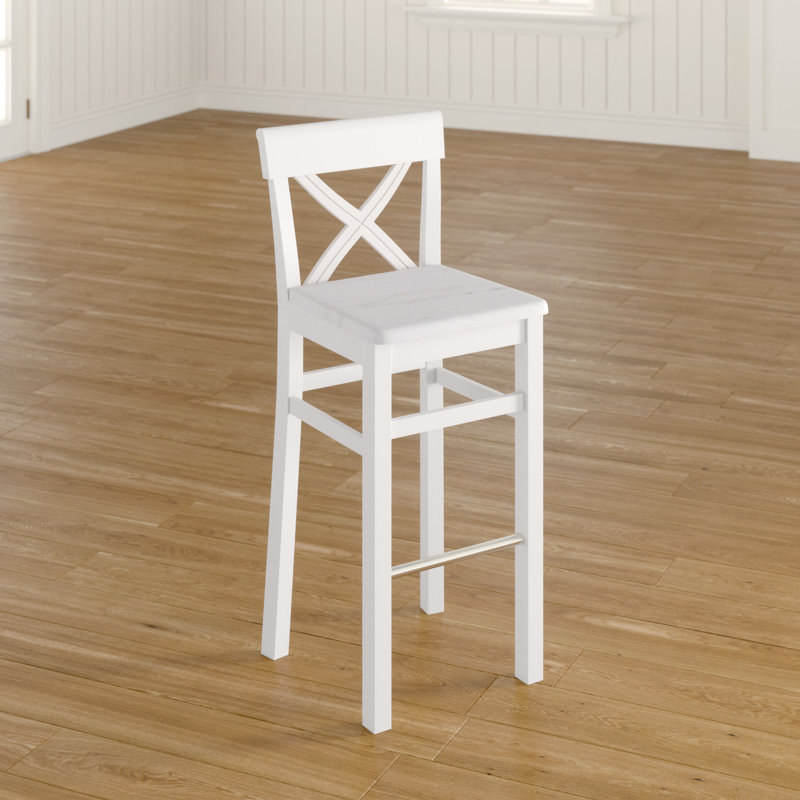 Polebridge Solid Wood Counter Stool, White, White