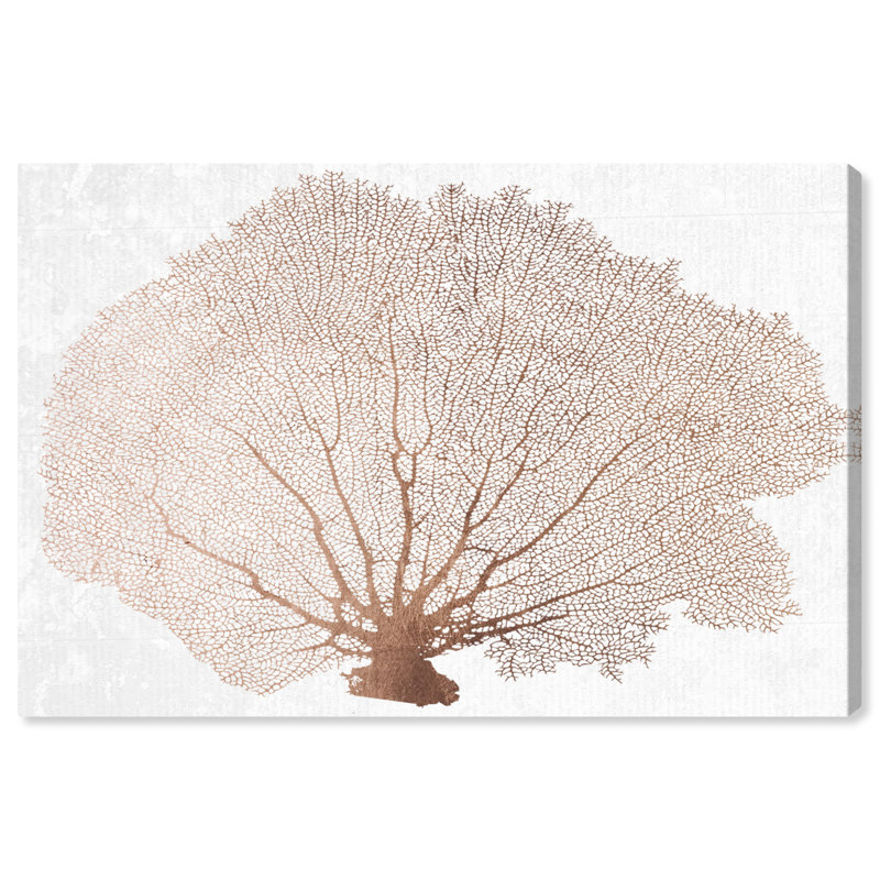 Copper Coral Fan - impression d'art graphique, Toile tendue, H 30 po x l 45 po x P 2 po
