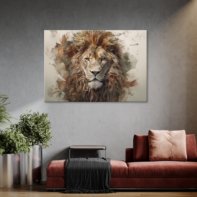 Lion Animal - No Frame Print on Canvas, 60cm H x 90cm W