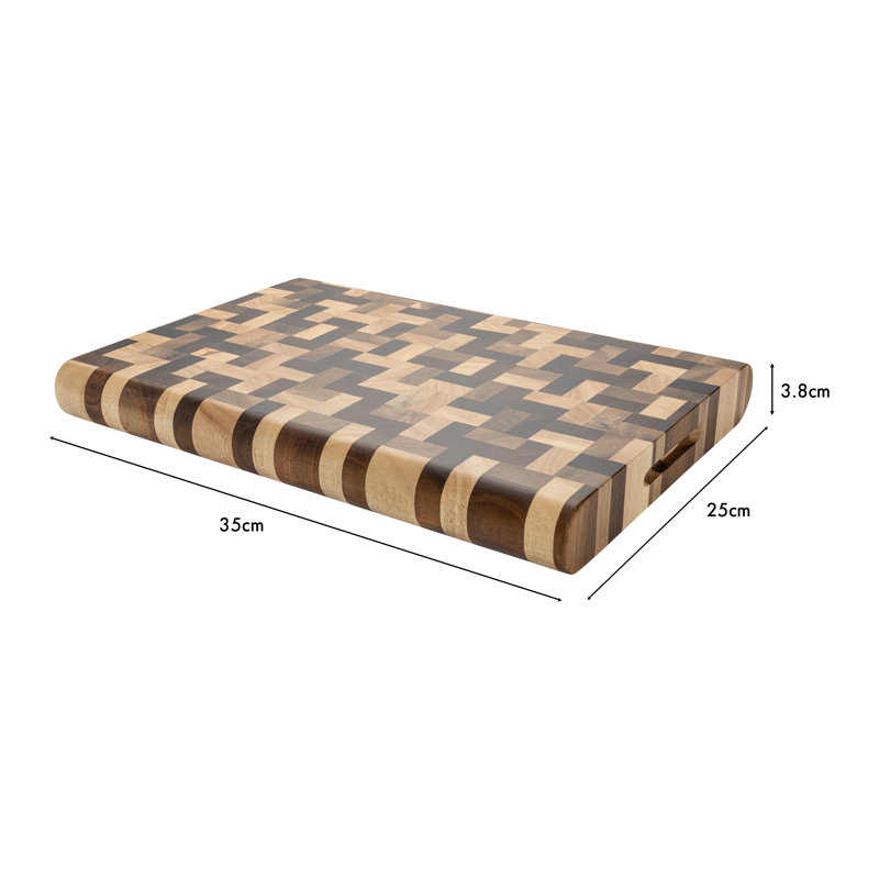 Rockingham Forge Multi-Wood Rectangular Curved Edge Chopping Board, 35cm L x 25cm W