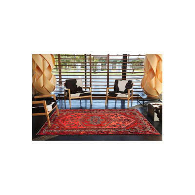 Tapis décoratif traditionnel rouge à motif rétro rouge