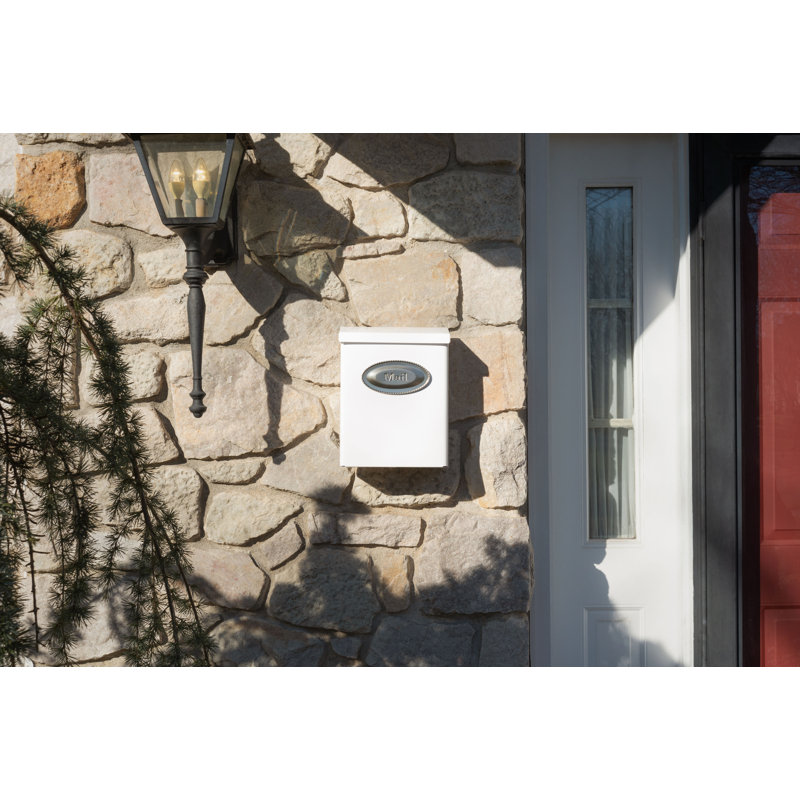 Designer Vertical Wall-Mount Locking Mailbox, White