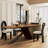62.99"Medieval-style half-round solid wood dining table-257529443
