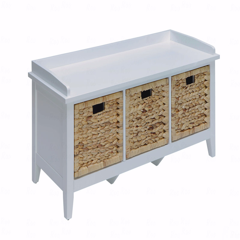 Banc en rotin et blanc avec rangement