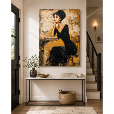 Golden Hour Glamour – Elegant Woman with Martini Canvas Wall Art