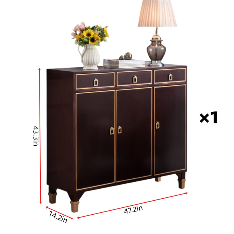 Buffet décoratif American Style Minimalist, Brun / or