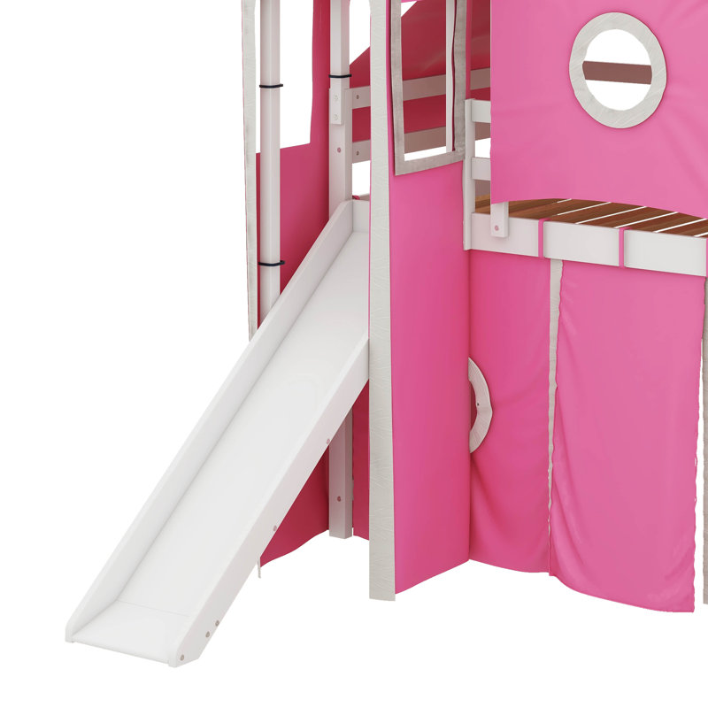 Lit mezzanine simple spacieux comprenant une tente ludique et une tour