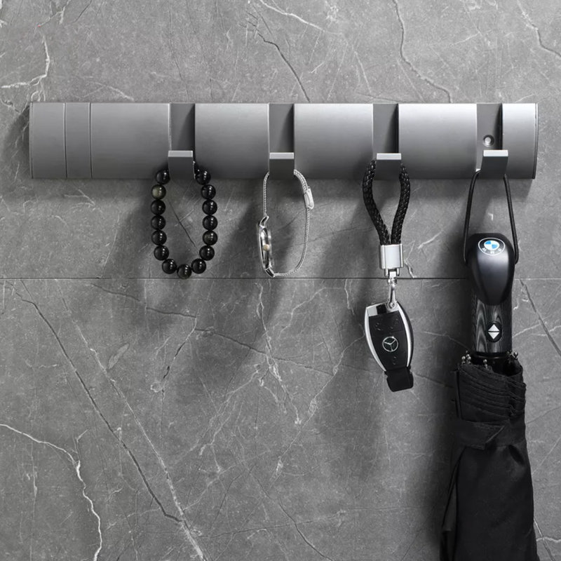 Aleashia Aluminium Wall Wall Mounted Coat Rack, Grey