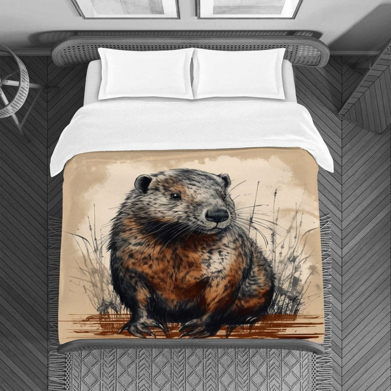 Beaver Wildlife Duvet Cover, King Duvet Cover