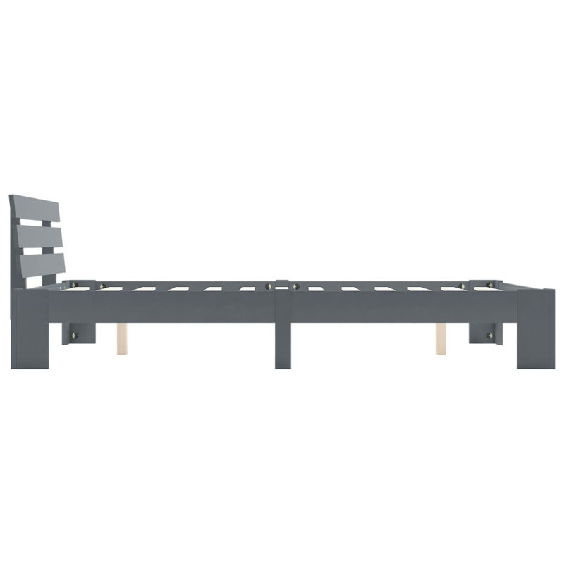 vidaXL Bed Frame Solid Pine Wood, European Kingsize (160 x 200 cm), Grey